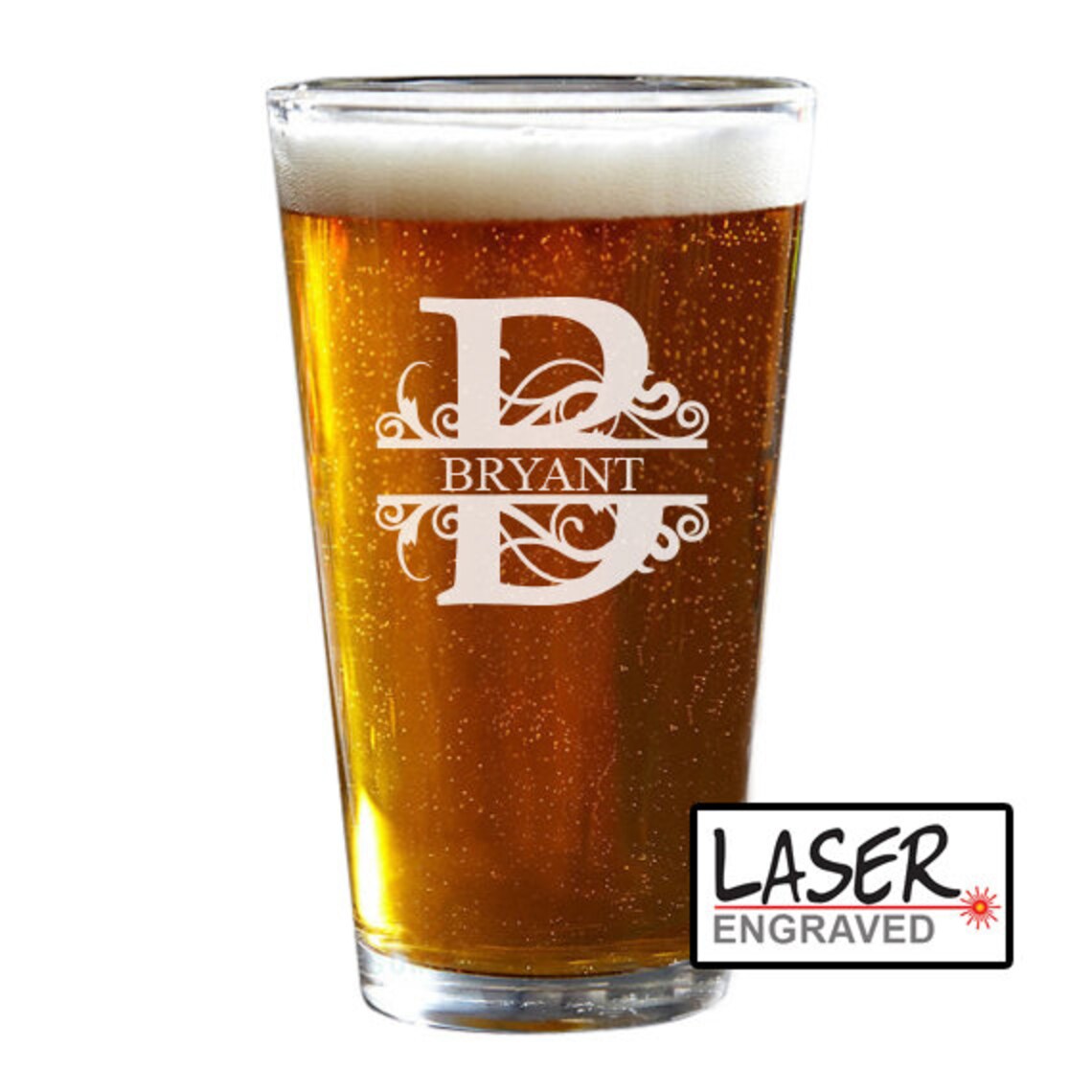 Pint Glasses Engraved Beer Glass Monogram Pint Glass Etsy