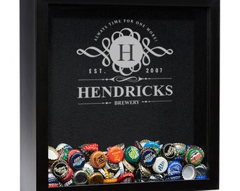 Beer Cap Holder, Personalized Shadow Box, Custom Engraved Beer Cap Display, Beer Sign, Beer Gift, Man Cave, Gift for Dad Husband, Beer Caps