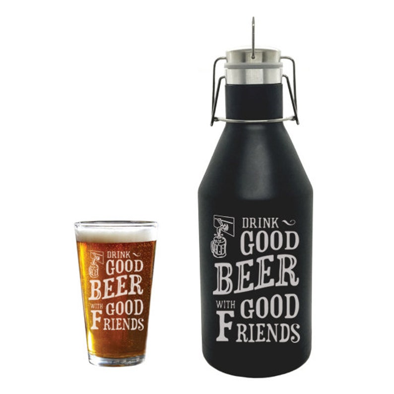 Personalized Beer Growler 64oz Growler 16oz Pint Glass Etsy