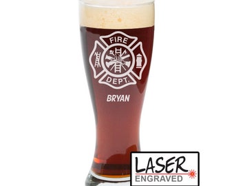 Firefighter Pilsner Glass, EMT Beer Glass, Personalized Pilsner Glasses, Pint Glass, EMT, Firefighter, 23 oz, 16 oz, Husband Gift, Boyfriend