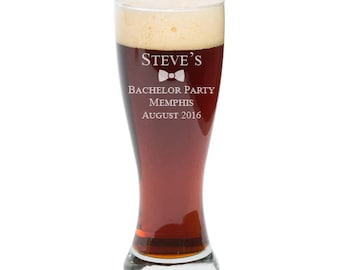 Bachelor Party Gift, Personalized Pilsners, Engraved Beer Glasses, Custom Beer Glass, Beer Gift, 23 oz, 16 oz