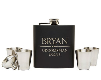 Groomsmen Gift Set, Personalized Flask, Engraved Flask, Groomsmen Gift, Best Man Flask, Gift For Groomsmen, Custom Flask Gift Set