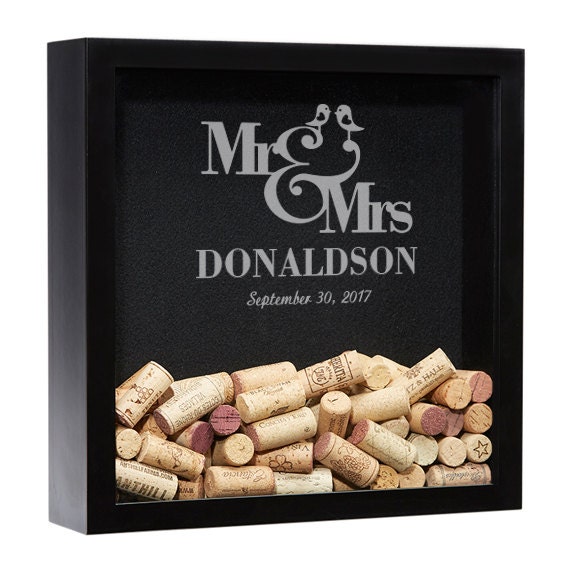 Wedding Shadow Box Guest Book Wine Cork Holder Personalized Etsy