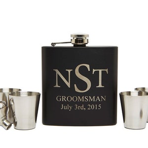 Personalized Flask Set, Groomsmen Flask, Custom Flask, Gift for Groomsmen, Monogram Flask, Hip Flask, Engraved Flask