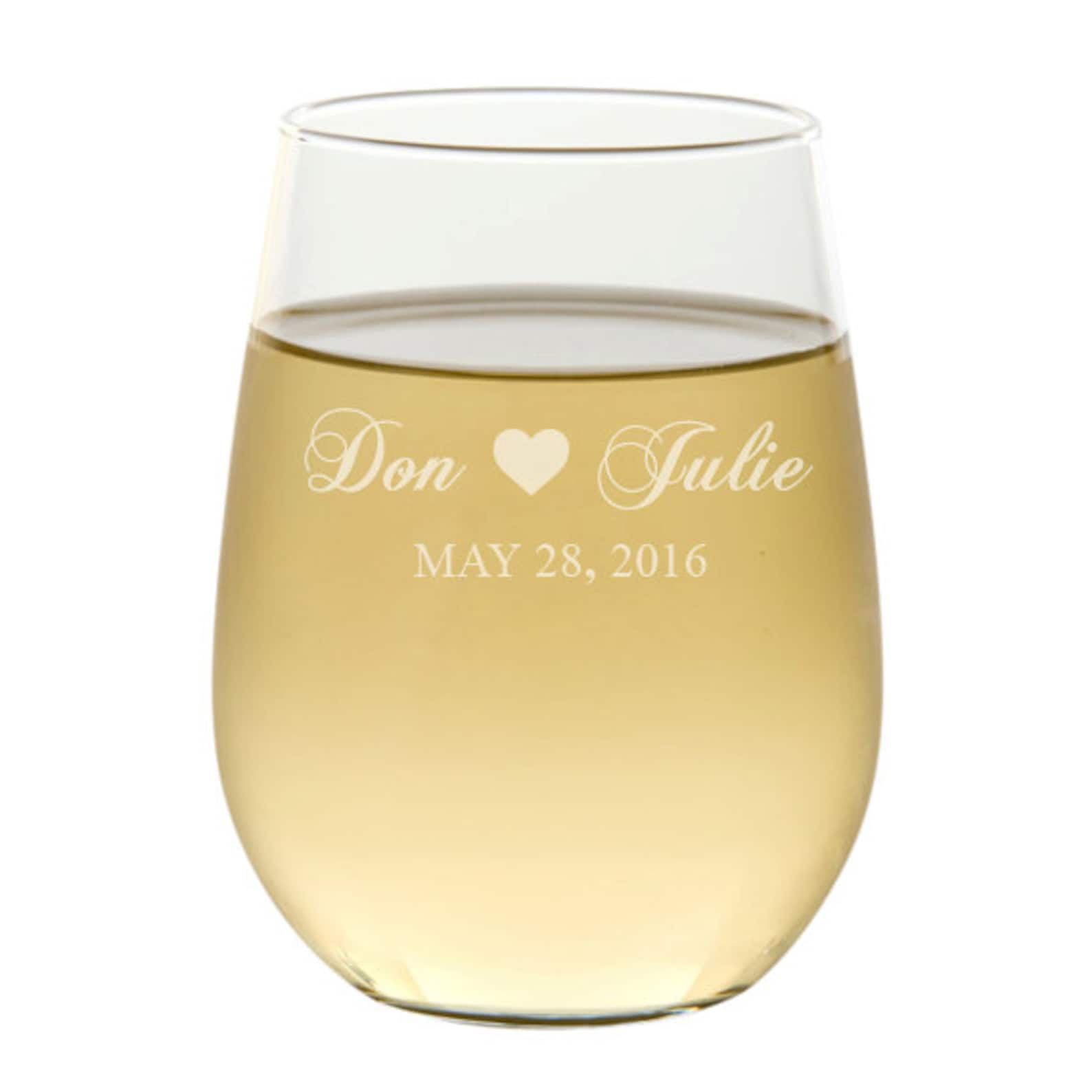 Stemless Wine Glasses Etched Wine Glasses Wedding Favors Etsy