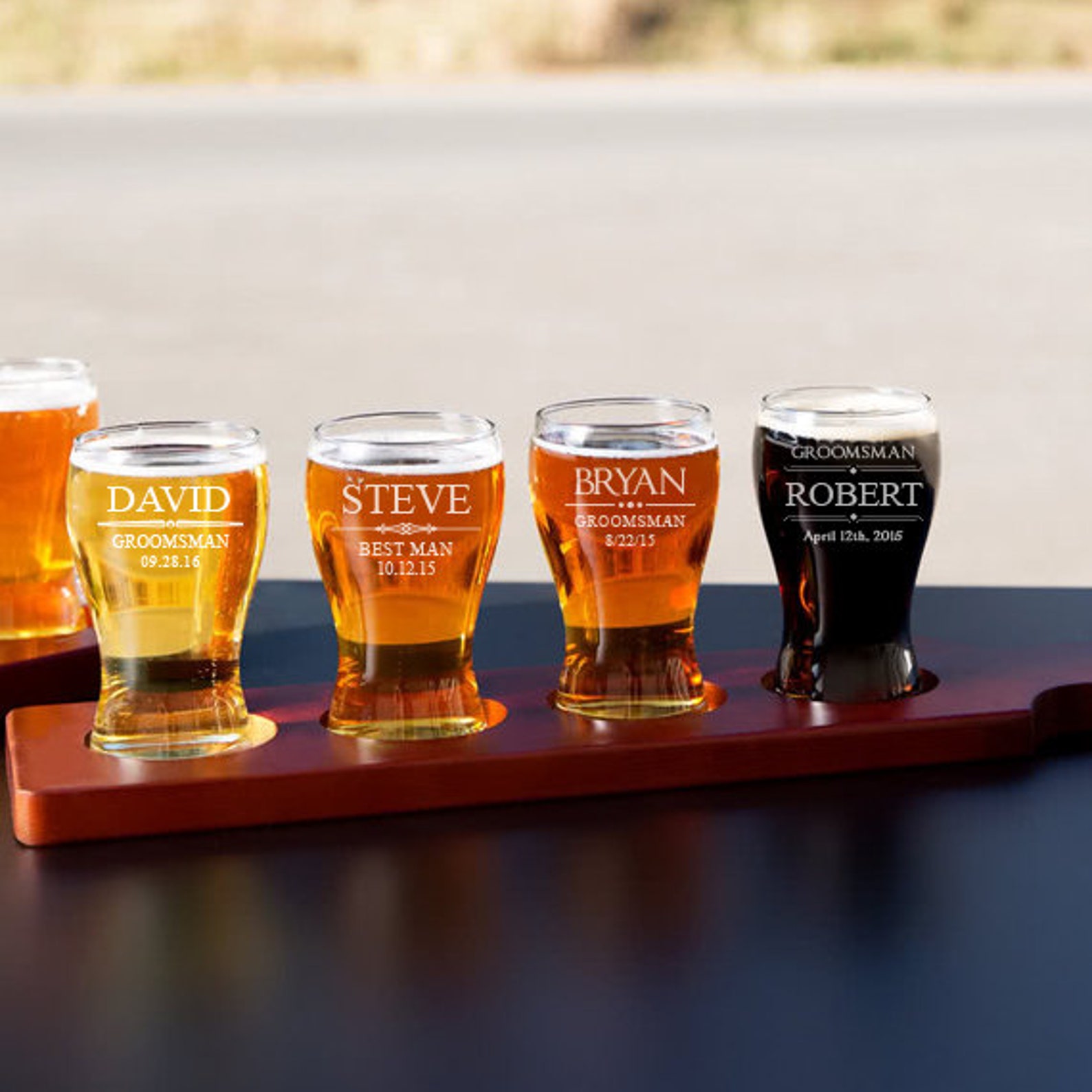 Groomsmen Beer Flight With Glasses Beer Flight Paddle Beer Etsy