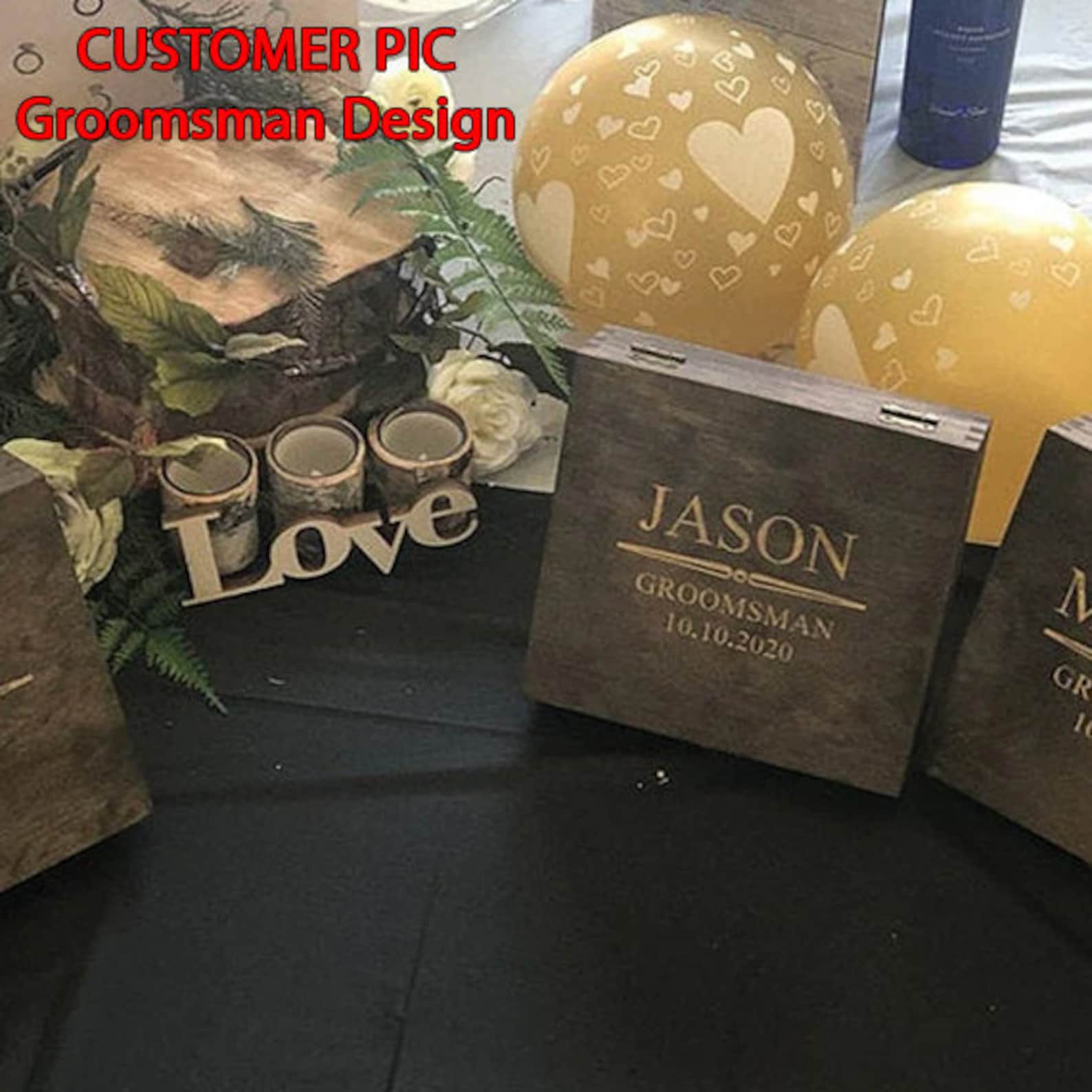 Groomsmen Gift Box, Personalized Cigar Box, Wooden Cigar Box, Groomsmen ...