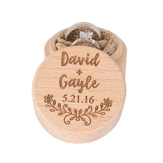 Wedding Ring Box- Personalized Wood Ring Box- Rustic Wedding Wood Ring  Bearer - Hand Engraved- Custom designed — Rusticcraft Designs