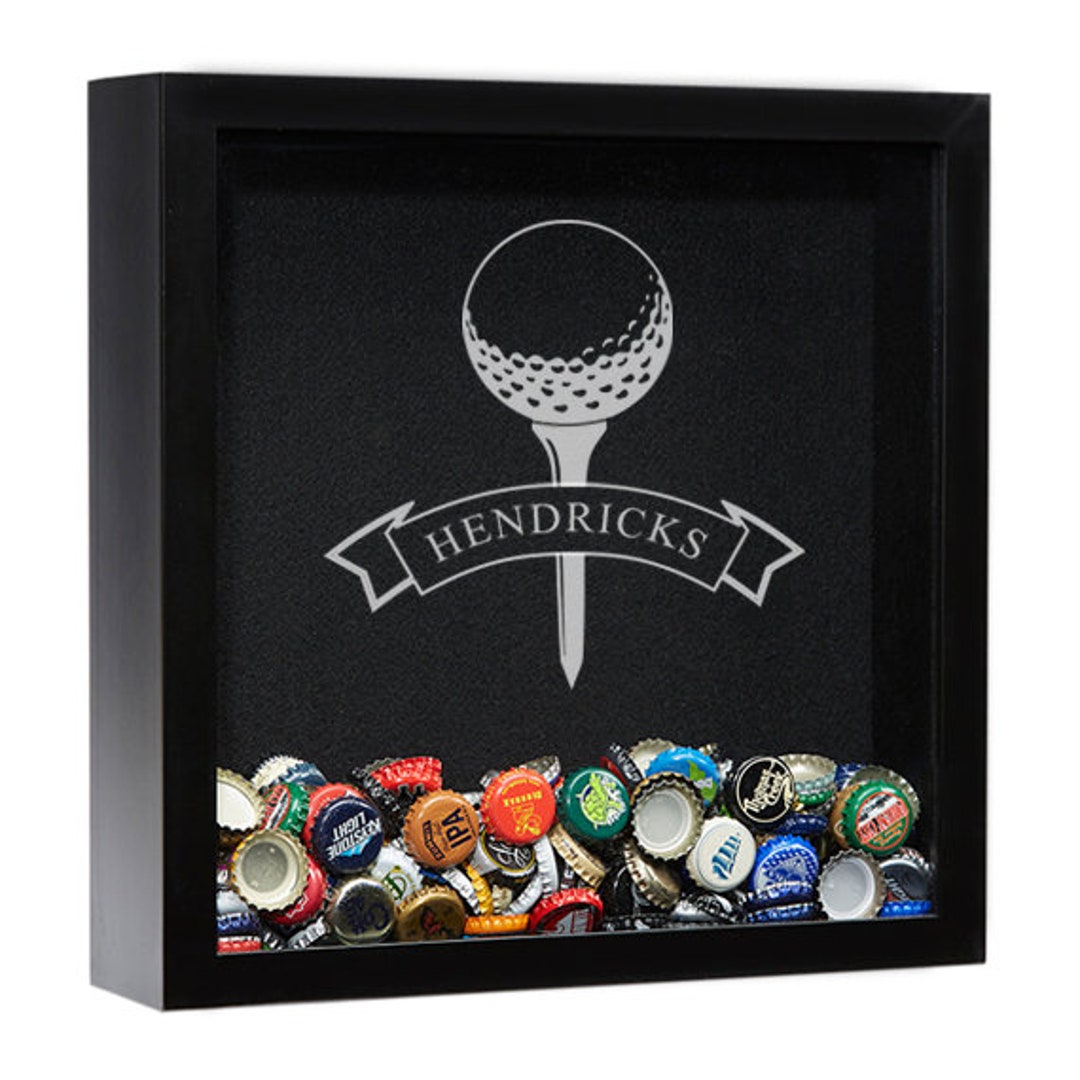 Personalized Shadow Box, Golf Gift, Golf Ball Holder, Beer Caps, Wine