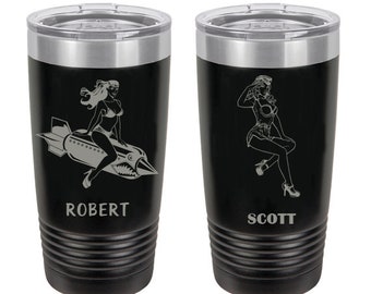 Tumbler, Pin Up Modello Bicchieri isolati, Regalo marito, Regalo di Natale, Regalo groomsmen, Regalo uomo