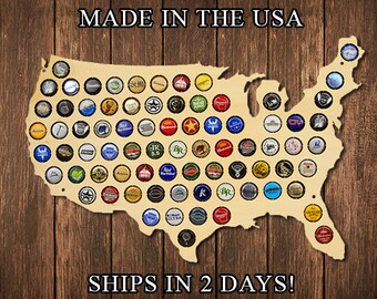 Beer Cap Map, USA Beer Cap Map, Man Cave, Beer Cap Display, Bottle Cap Map, Father's Day Gift, Boyfriend Gift, Gifts for Men, Groomsmen Gift