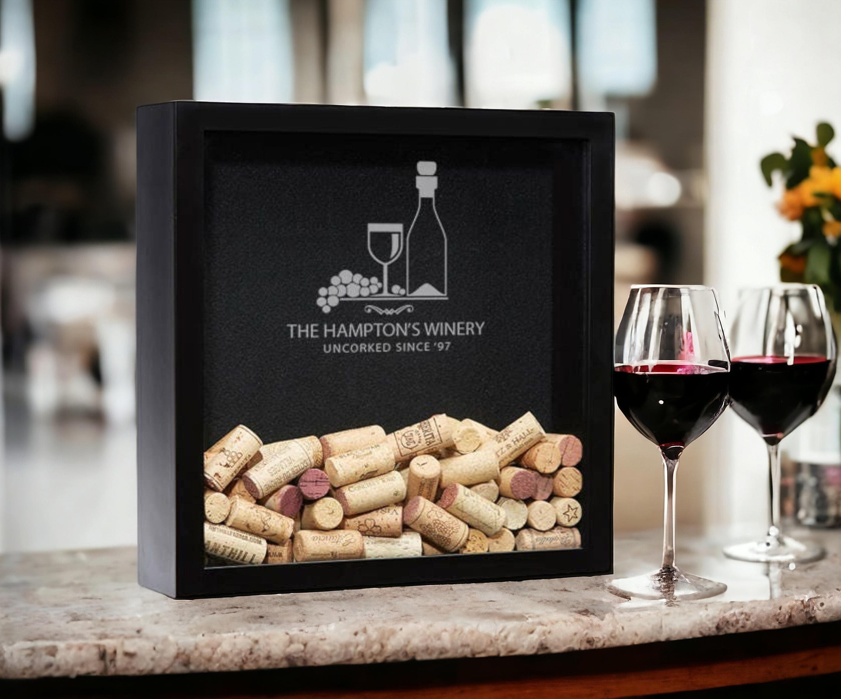 Family Name Est Date Wine Gift Wine Cork Shadow Box Wine Lover Gift for Mom Wine Cork Holder Wine Cork Keeper Rustic Shadow Box Etsy