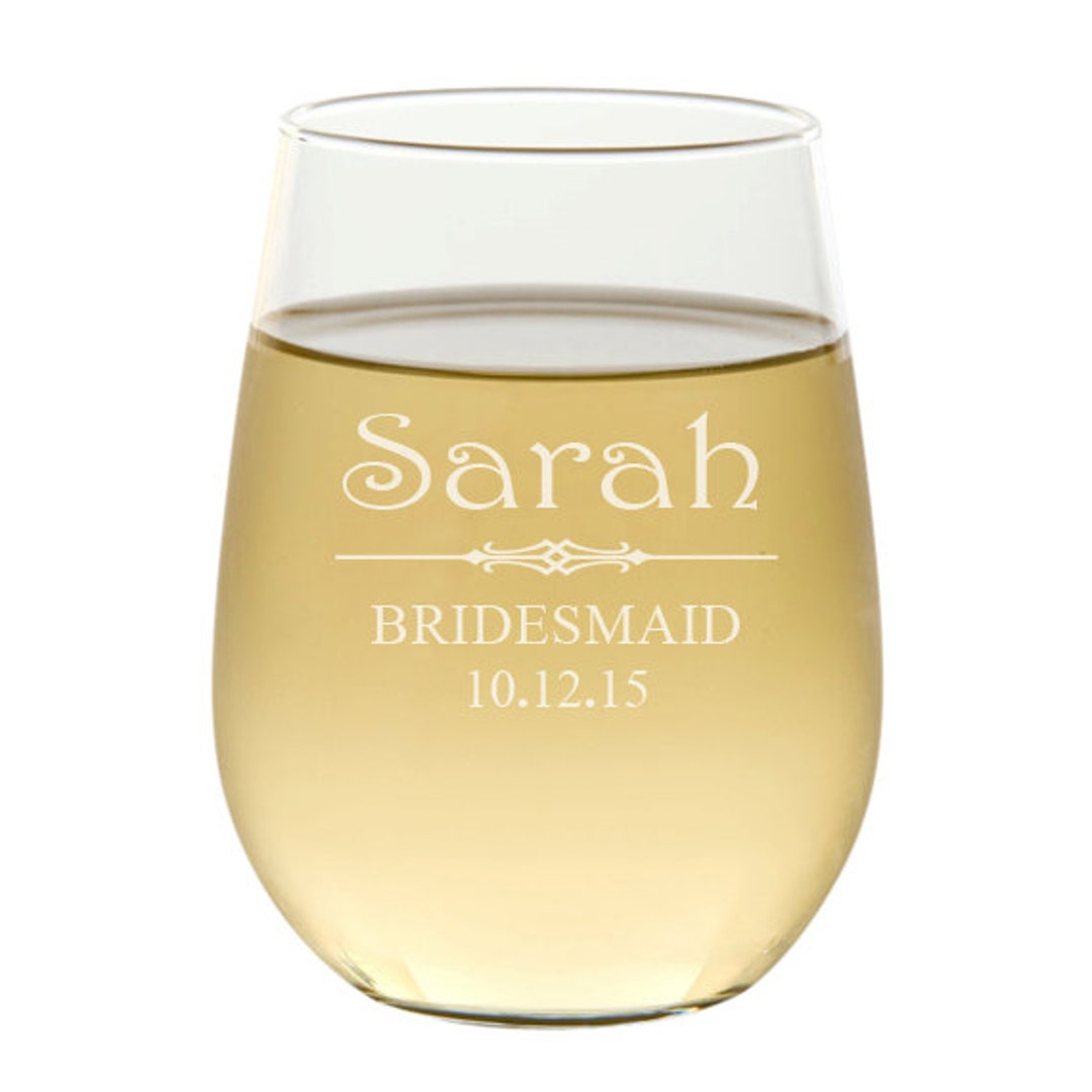 Custom Wine Glasses, Personalized Wine Glass, Bridesmaid Wine Glasses