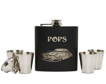 Flask, Gift for Boyfriend, Personalized Flask, Engraved Flask, Christmas Gift, Custom Flask, Hot Rod