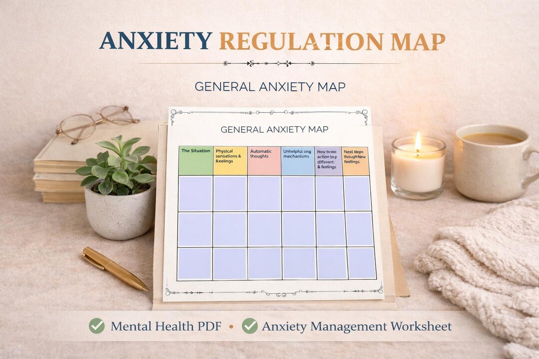Anxiety Worksheet | General Anxiety Map Printable | Mental Health PDF ...