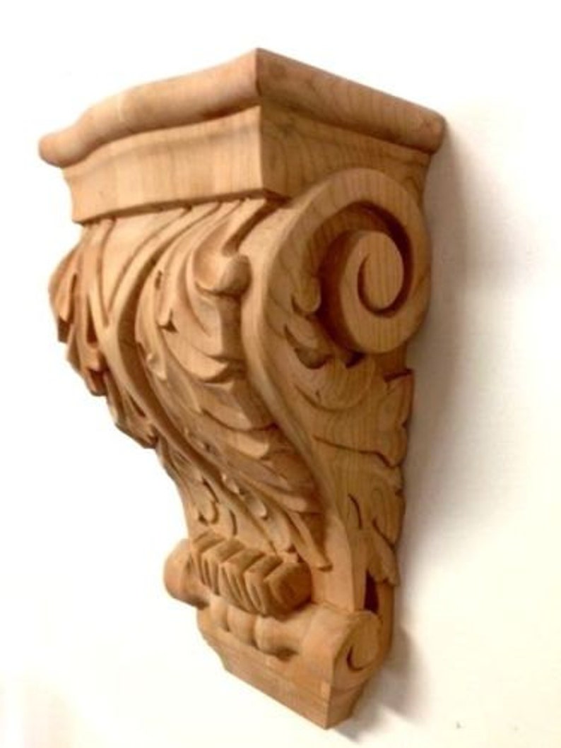 Large Cherry Wood Acanthus Leaf Hand Carved Corbel | Etsy