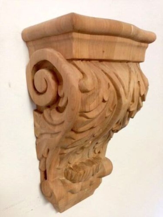 Large Cherry Wood Acanthus Leaf Hand Carved Corbel Etsy