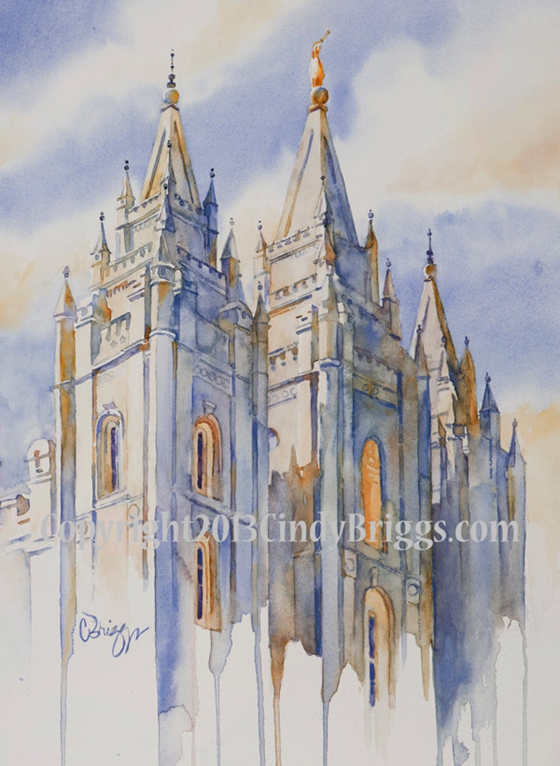 LDS Salt Lake Temple Watercolor Giclee Prints Etsy