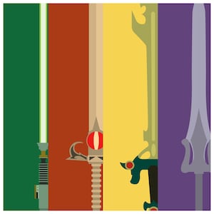 80&#39;s Swords of Power, Famous Swords | Pop Culture Art Print | All personally drawn; no AI