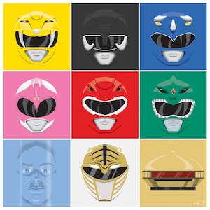 Mighty Morphin Power Rangers, 90s TV Shows | Pop Culture Art Print | All personally drawn; no AI