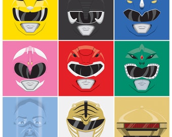Mighty Morphin Power Rangers, 90s TV Shows | Pop Culture Art Print | All personally drawn; no AI
