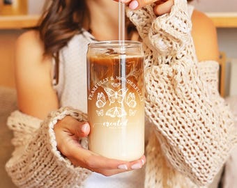 Butterfly Fearfully & Wonderfully Made Psalm Bible Verse Jesus Apparel Christianity Praise Sipper Glass, 16oz