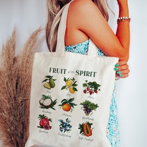 Frucht des Geistes Bibel Schrift Malerei Jesus Zitat Blumen Baumwollsegeltuch-Einkaufstasche