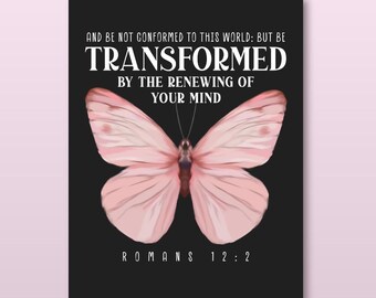 Transformative Butterfly Wall Art, Inspirational Decor, Scripture Poster, Home Office Art, Faith-Based Gift, Modern Aesthetic