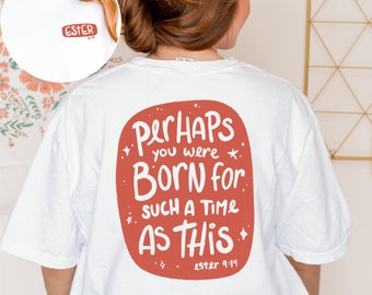 Bible Scripture Ester Born For This Jesus Faith Based Stars Hand Drawn Original God Apparel Unisex Soft-style T-Shirt