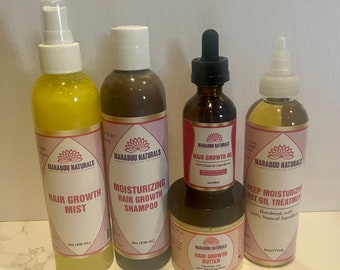 Natural Hair Growth Bundle: Oil, Butter, Shampoo, Mist, Hot Oil Treatment