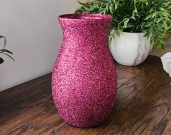 Sparkly Burgundy Glitter Vase 7", Wedding Decor, Fall Wedding Decor, Party Decor, Rehearsal Dinner, Home Decor, Bridal Shower, Anniversary