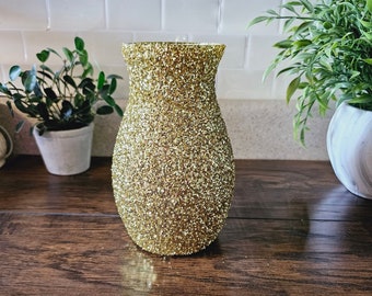 Sparkly Gold Chunky Glitter Vase 7", Wedding Decor, Birthday Party,  Party Decor, Anniversary Party, Bridal Shower,  Baby Shower, Home Decor