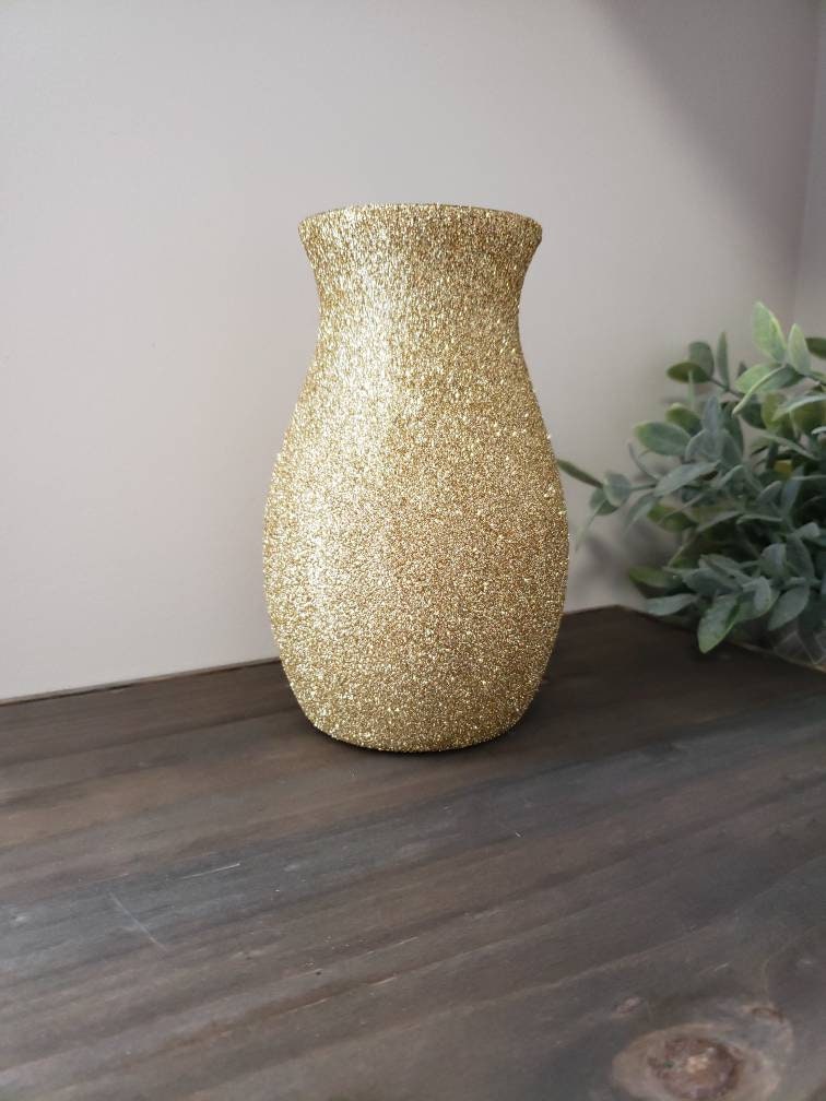 Set of 5 Gold Glitter Vases 7 wedding decor shower Etsy