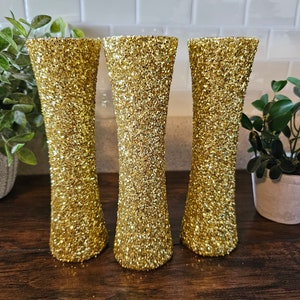 Sparkly Gold Chunky Glitter Bud Vases, Wedding Decor, Party Decor, Home Decor, Centerpieces image 5