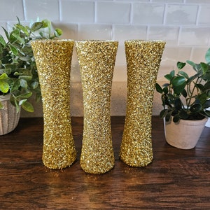 Sparkly Gold Chunky Glitter Bud Vases, Wedding Decor, Party Decor, Home Decor, Centerpieces image 9