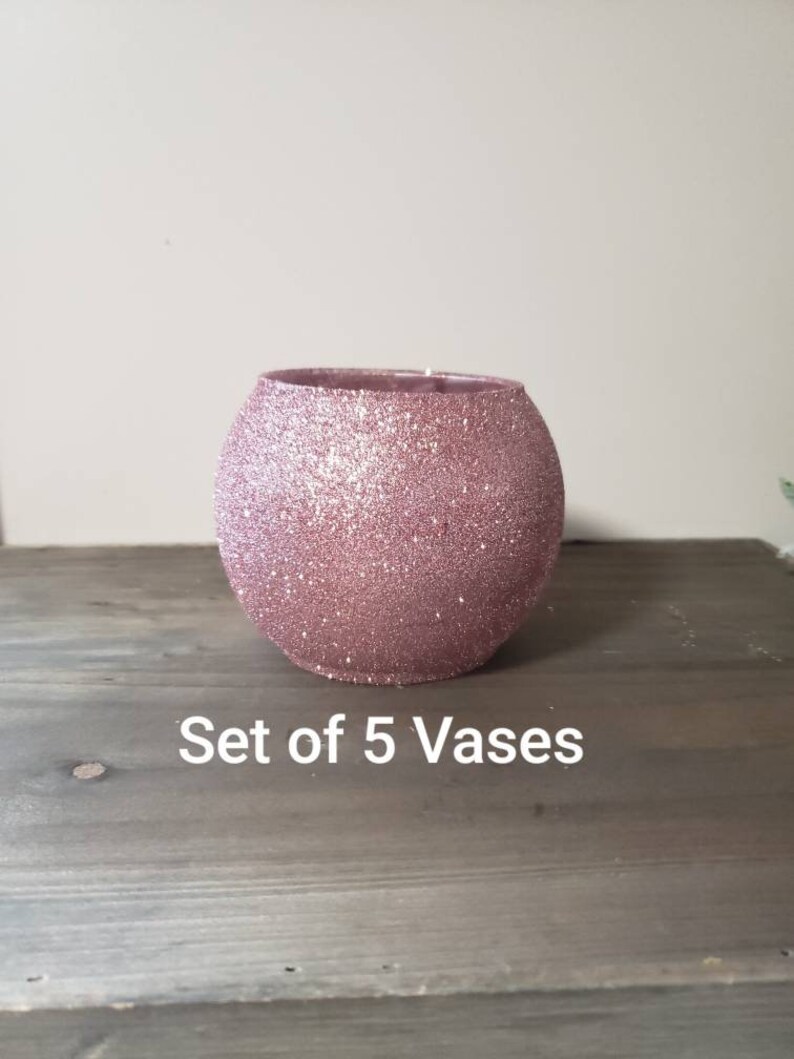 Set of 5 Rose Gold Glitter Vase 3 9" wedding decor shower decor home decor party decor set of 5 rose gold glitter vase 39