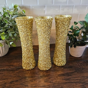 Sparkly Gold Chunky Glitter Bud Vases, Wedding Decor, Party Decor, Home Decor, Centerpieces image 7