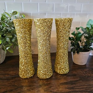 Sparkly Gold Chunky Glitter Bud Vases, Wedding Decor, Party Decor, Home Decor, Centerpieces image 8