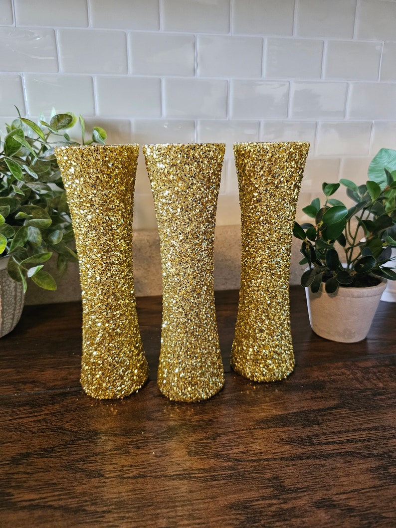 Sparkly Gold Chunky Glitter Bud Vases, Wedding Decor, Party Decor, Home Decor, Centerpieces image 8