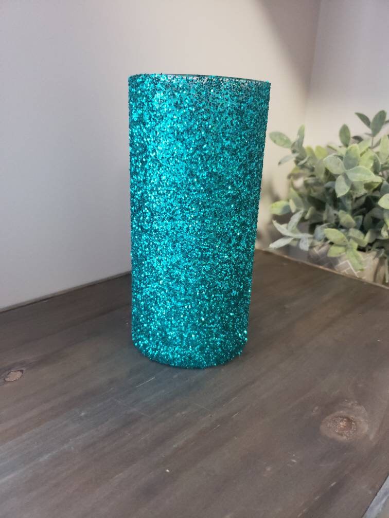 Set of 5 Turquoise Chunky Glitter Vases Wedding Decor Party Etsy
