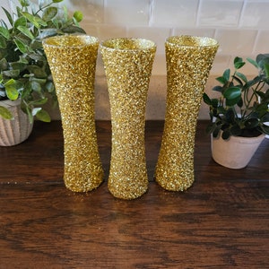 Sparkly Gold Chunky Glitter Bud Vases, Wedding Decor, Party Decor, Home Decor, Centerpieces image 2