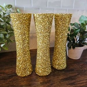 Sparkly Gold Chunky Glitter Bud Vases, Wedding Decor, Party Decor, Home Decor, Centerpieces image 3