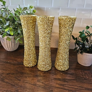 Sparkly Gold Chunky Glitter Bud Vases, Wedding Decor, Party Decor, Home Decor, Centerpieces image 6