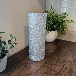 Set of 5 Sparkly Chunky Silver Glitter Vases, Weddings, Birthdays, Party Decor, Anniversary, Dinner, Home Decor