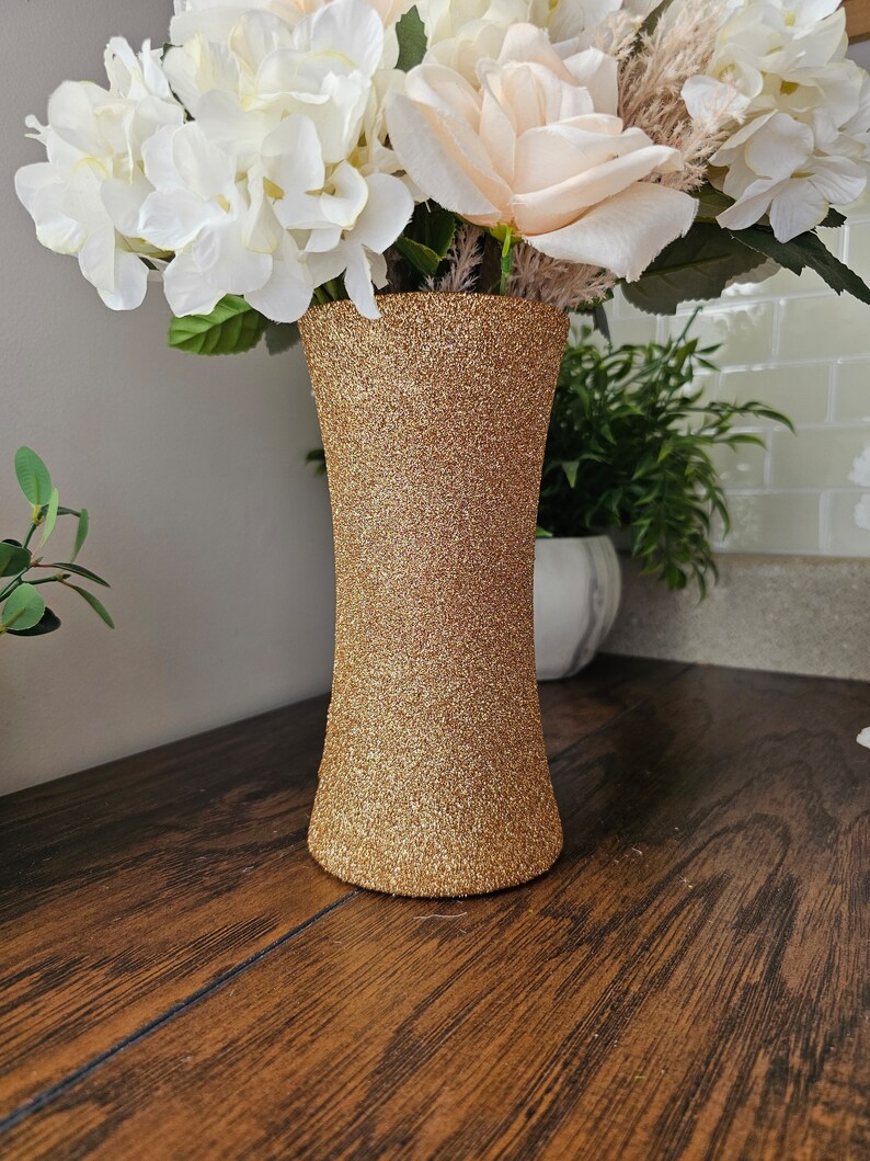Set of 4 Sparkly Gold Glitter Vases Wedding Decor Party Etsy