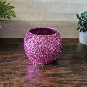 Sparkly Fuschia Glitter Bubble Vase, Weddings, Birthdays, Party Decor, Anniversary, Dinner, Home Decor