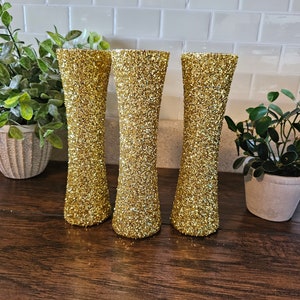 Sparkly Gold Chunky Glitter Bud Vases, Wedding Decor, Party Decor, Home Decor, Centerpieces image 4