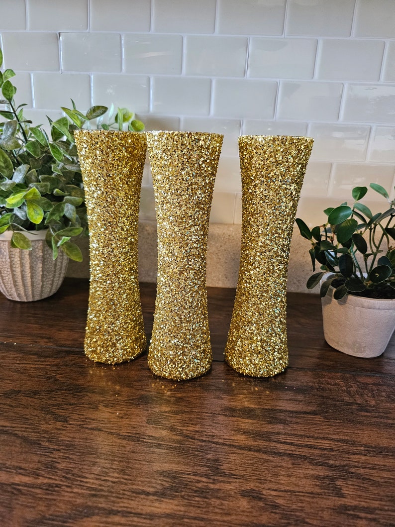 Sparkly Gold Chunky Glitter Bud Vases, Wedding Decor, Party Decor, Home Decor, Centerpieces image 4