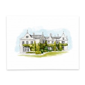 Lisnavagh / illustrated wedding venue print / Wedding Gift