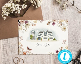Station House Plum | 5x7 Wedding Venue Digital Wedding Invitation | Print Your Own Wedding Stationery | Templett Template
